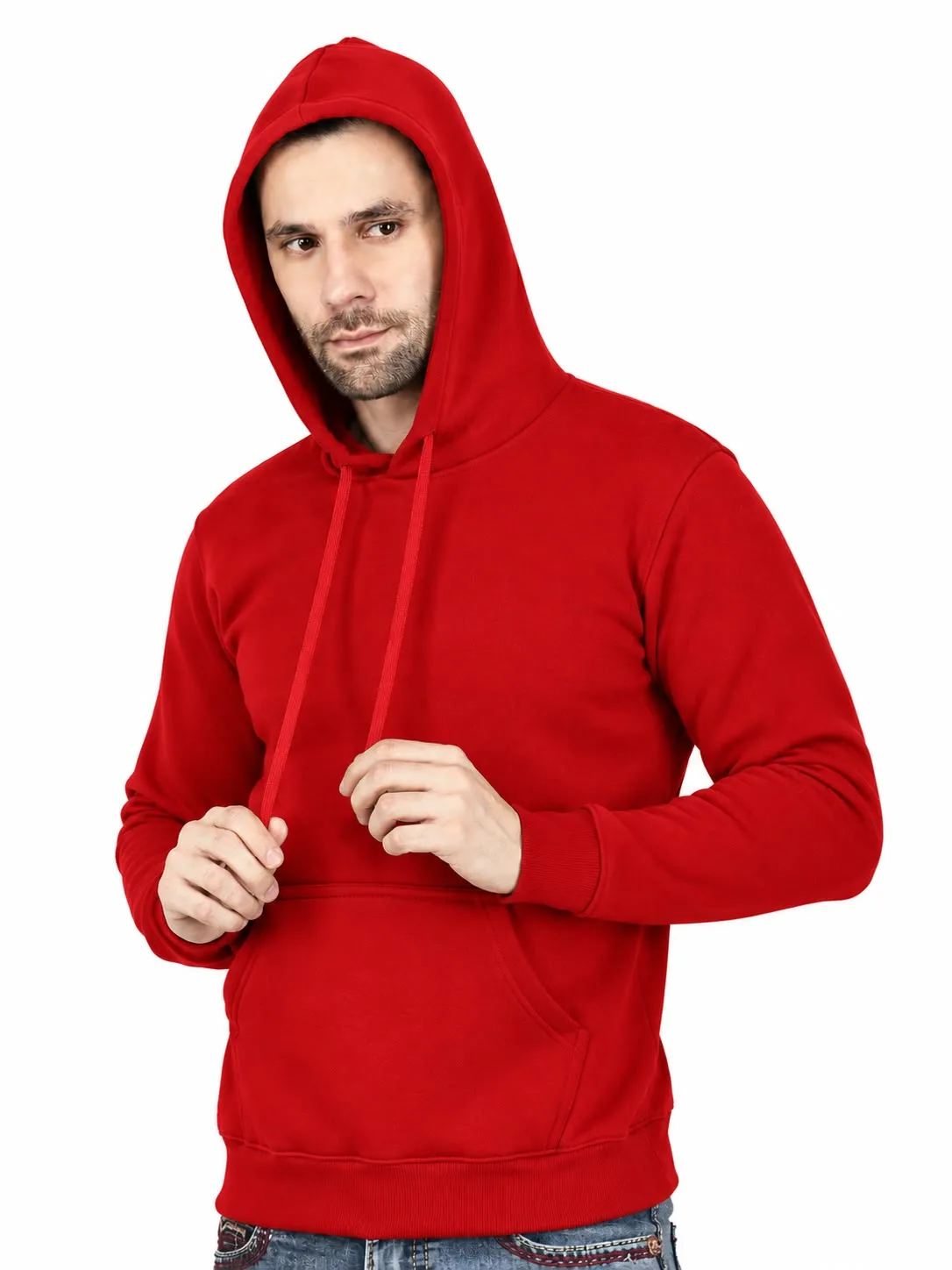 Hoodie without zip — Red, ready for custom logo printing